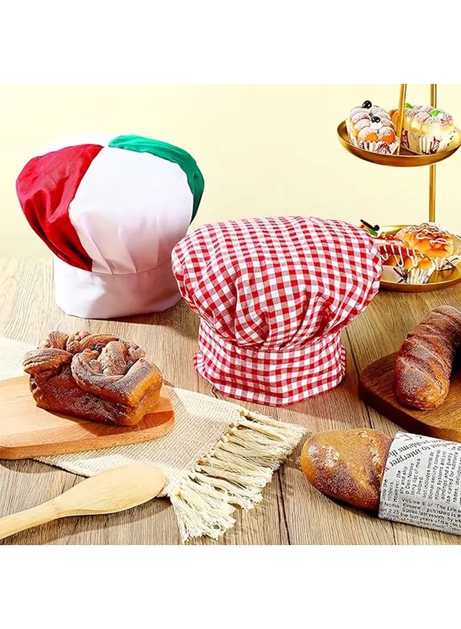 2pcs Red Chef Hats Adjustable Elastic Band Durable Kitchen Uniform - Image 4